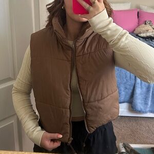 Brown cropped vest
